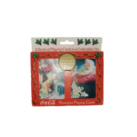 Coca-Cola Christmas Santa Nostalgic Playing Cards W/Tin 1996 Limited Edition New - Picture 9 of 10